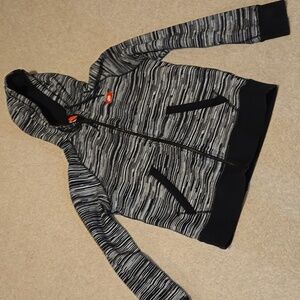 Nike Unisex Adult Medium Zip-Up Black And White Striped Hoodie Same Day Shipping